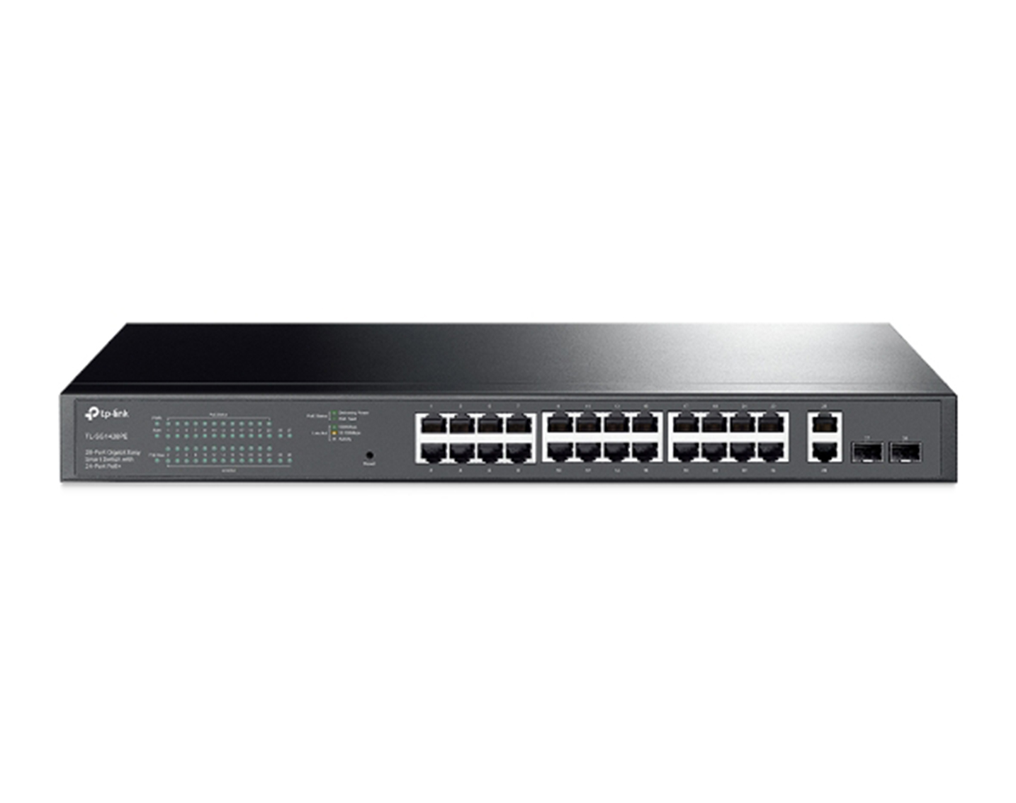 قیمت و خرید سوییچ شبکه 26 پورت + 2 پورت SFP با 24 پورت +PoE تی پی لینک مدل TL-SG1428PE | نت ران
